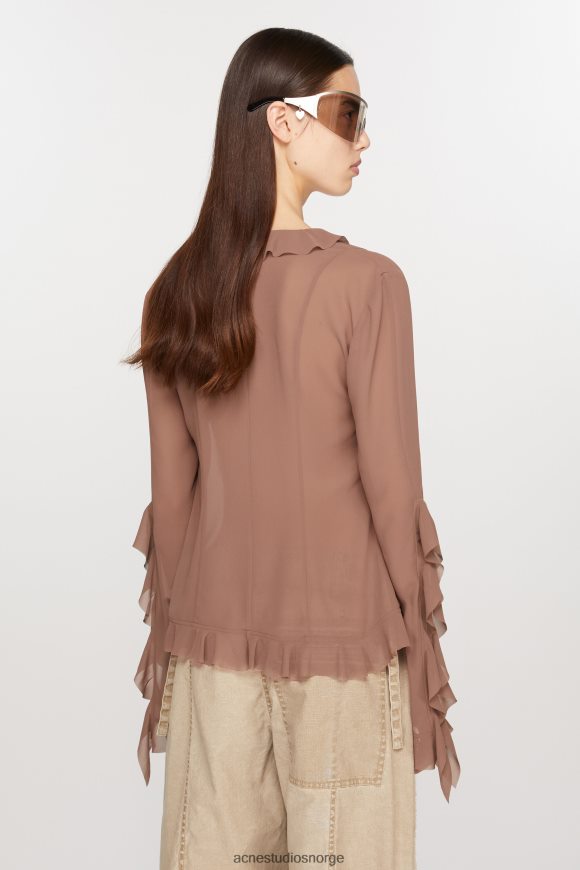 Acne Studios volangbluse N2PP4F167 klær toffee brun
