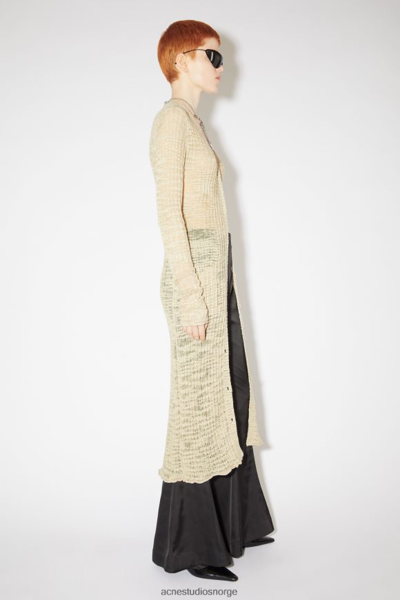 Acne Studios bred ribbet lang cardigan N2PP4F115 klær kald beige