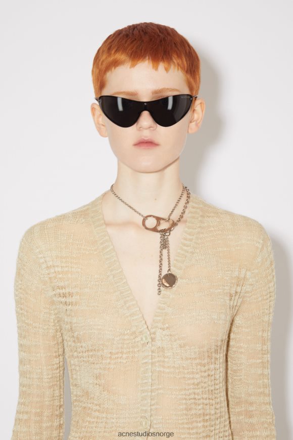 Acne Studios bred ribbet lang cardigan N2PP4F115 klær kald beige