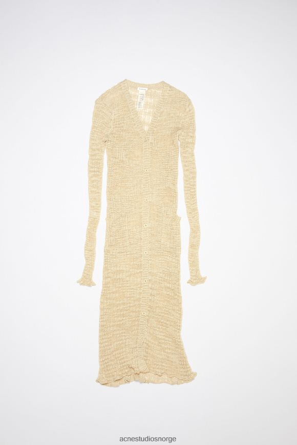 Acne Studios bred ribbet lang cardigan N2PP4F115 klær kald beige