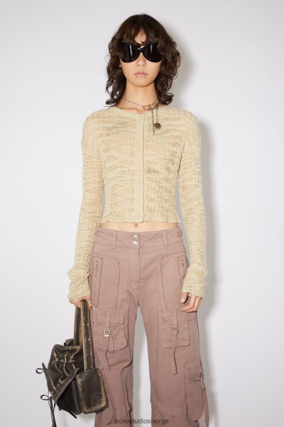 Acne Studios cardigan med bred ribbet N2PP4F117 klær kald beige