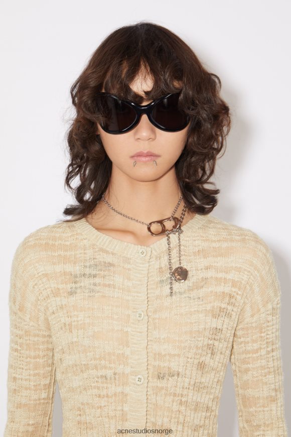 Acne Studios cardigan med bred ribbet N2PP4F117 klær kald beige