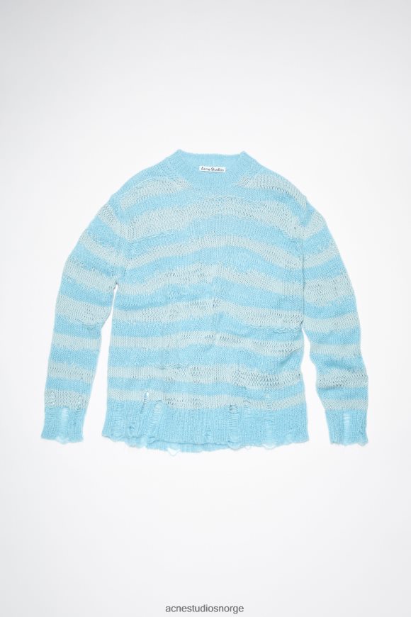 Acne Studios distressed stripegenser N2PP4F99 klær himmelblå/pulverblå