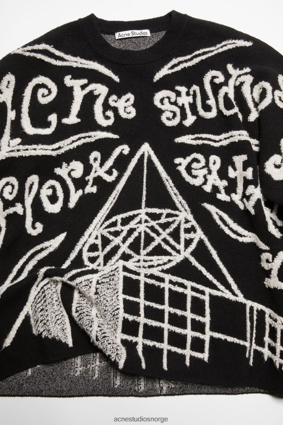 Acne Studios genser med jacquard logo N2PP4F1099 klær svart/ecru