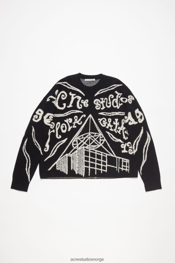 Acne Studios genser med jacquard logo N2PP4F1099 klær svart/ecru