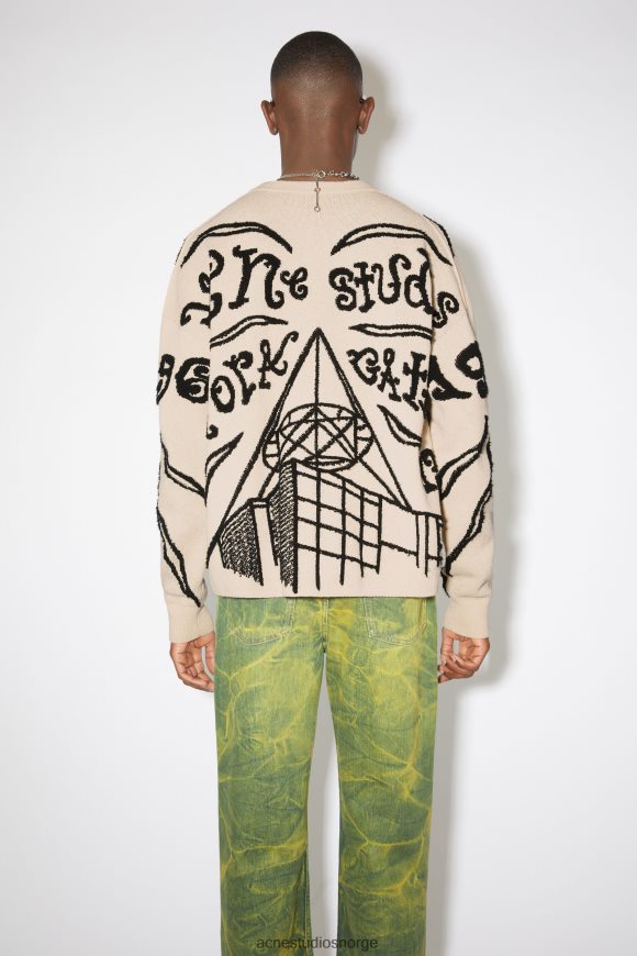 Acne Studios genser med jacquard logo N2PP4F948 klær ecru/svart