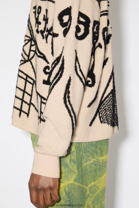 Acne Studios genser med jacquard logo N2PP4F948 klær ecru/svart