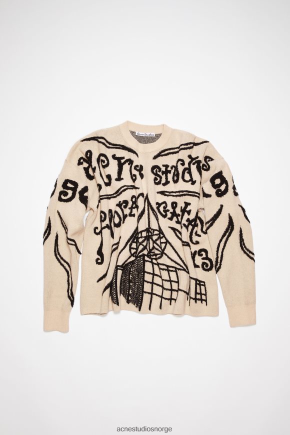 Acne Studios genser med jacquard logo N2PP4F948 klær ecru/svart