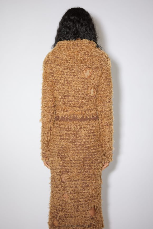 Acne Studios hårete ull cardigan runway show N2PP4F109 klær kamelbrun