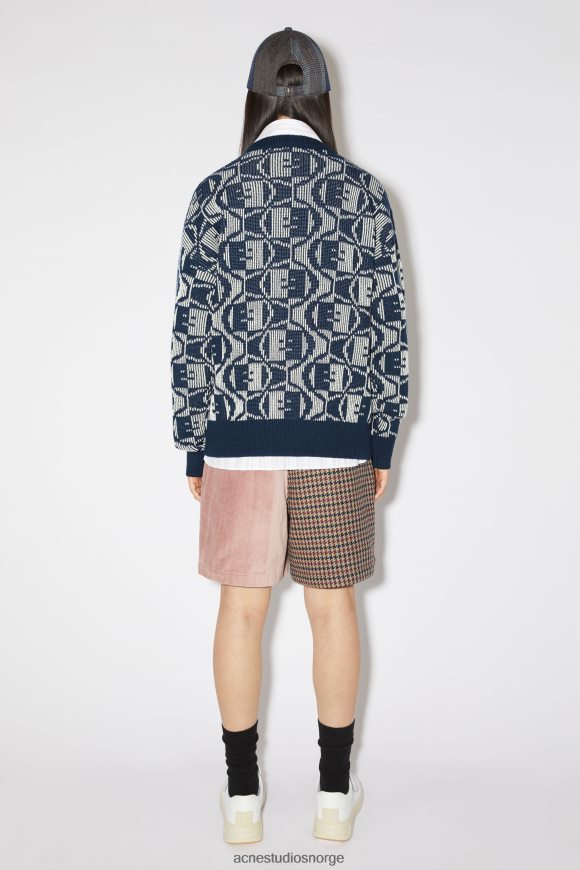 Acne Studios jacquard genser med rund hals unisex N2PP4F87 klær marine/havremel