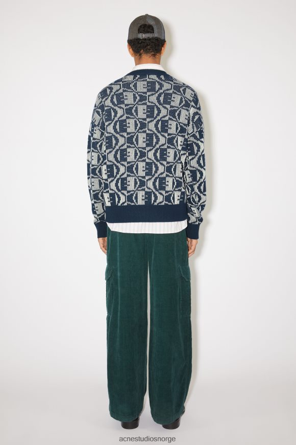 Acne Studios jacquard genser med rund hals unisex N2PP4F932 klær marine/havremel