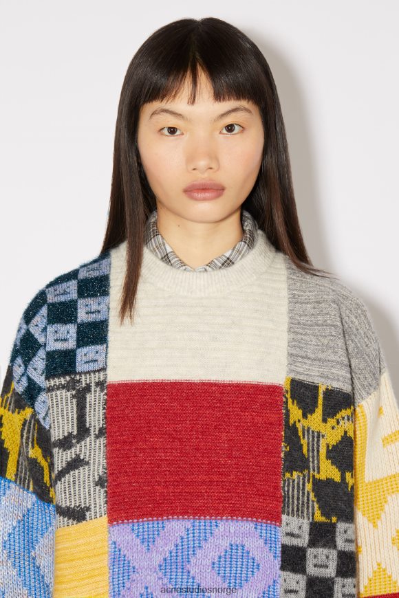 Acne Studios patchwork genser med rund hals unisex N2PP4F92 klær kornblomst blå/multi