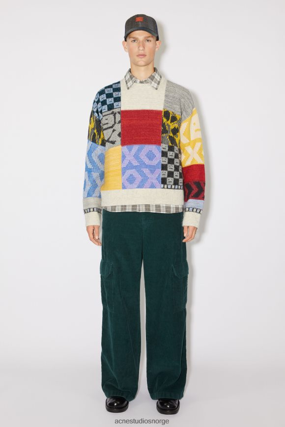Acne Studios patchwork genser med rund hals unisex N2PP4F935 klær kornblomst blå/multi