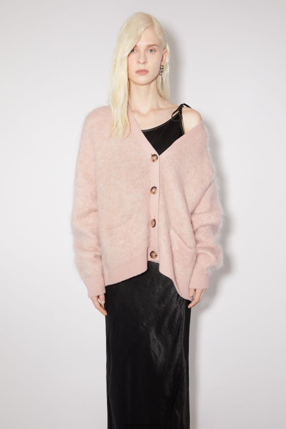 Acne Studios ull mohair cardigan N2PP4F110 klær bleknet rosa