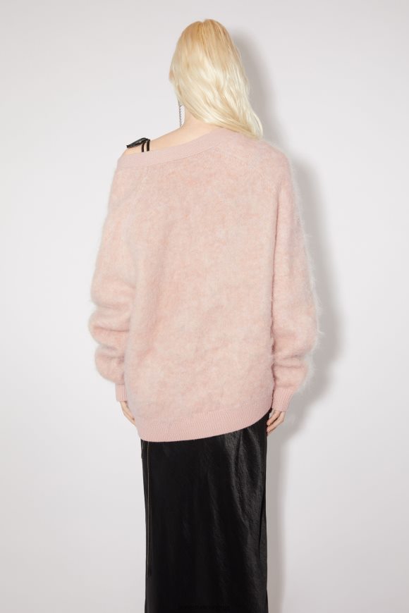 Acne Studios ull mohair cardigan N2PP4F110 klær bleknet rosa