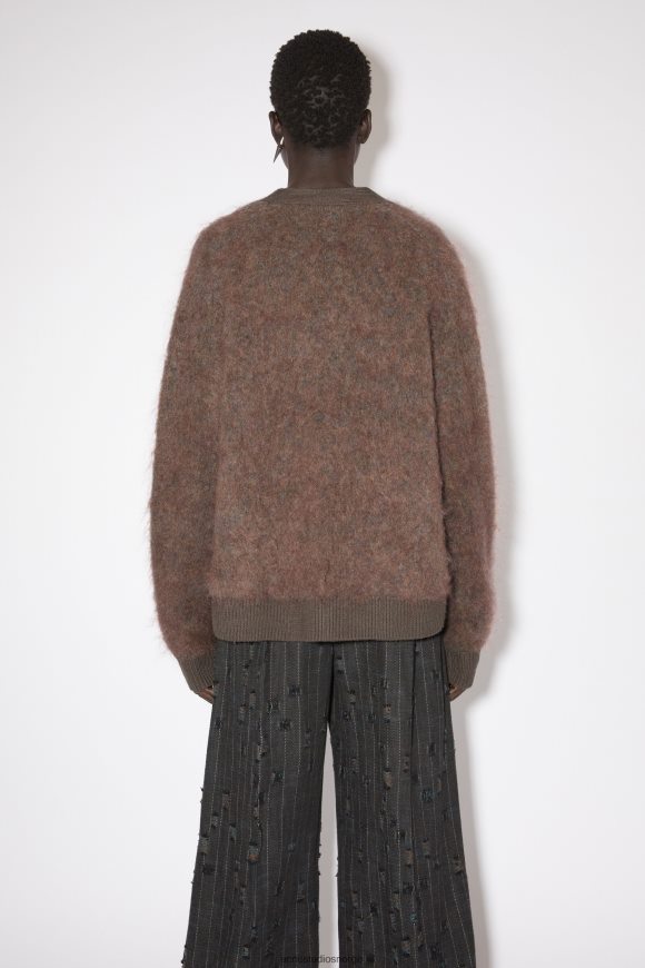 Acne Studios ull mohair cardigan N2PP4F111 klær brun/blå melange
