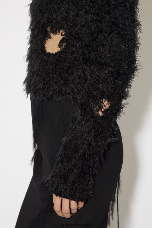 Acne Studios ullblanding cut-out jumper runway show N2PP4F107 klær svart