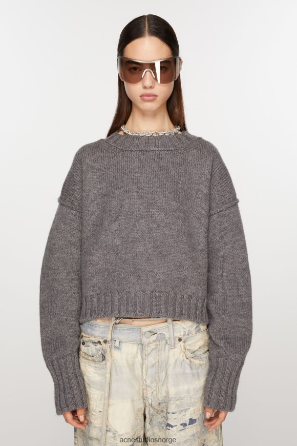 Acne Studios ullgenser med rund hals N2PP4F75 klær mørk grå