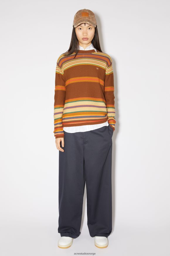 Acne Studios unisex strikket genser med rund hals N2PP4F85 klær kanelbrun/multi