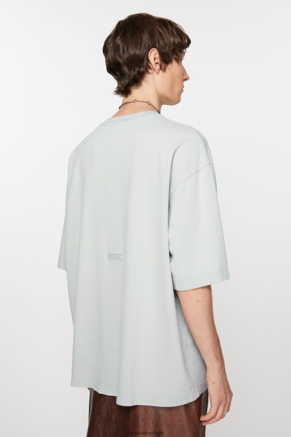 Acne Studios T-skjorte med rund hals - avslappet passform N2PP4F1091 klær myk blå