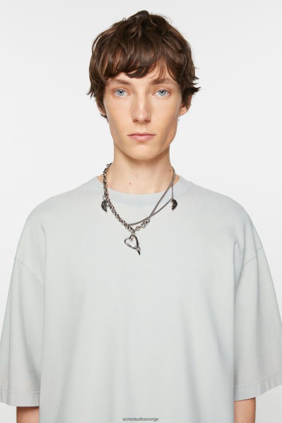 Acne Studios T-skjorte med rund hals - avslappet passform N2PP4F1091 klær myk blå