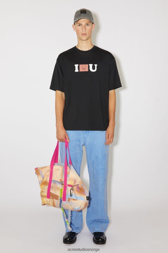 Acne Studios ansiktslogo t-skjorte - unisex avslappet passform N2PP4F1134 klær svart