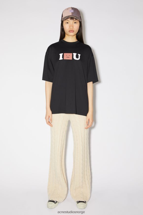 Acne Studios ansiktslogo t-skjorte - unisex avslappet passform N2PP4F388 klær svart