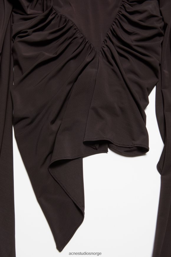 Acne Studios asymmetrisk drapert topp N2PP4F381 klær kastanje brun