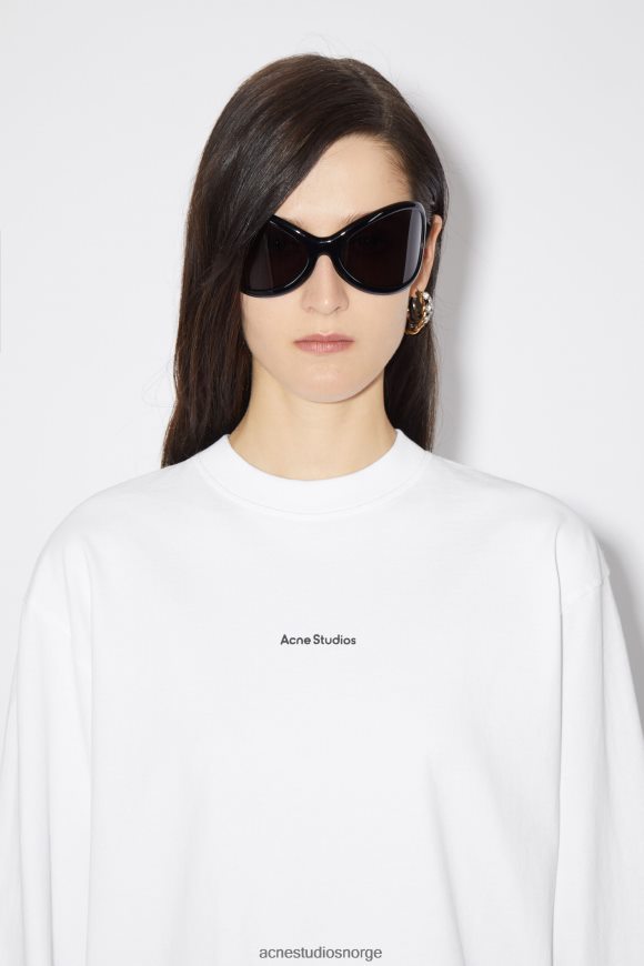 Acne Studios logo langermet t-skjorte N2PP4F210 klær optikk hvit