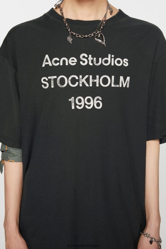 Acne Studios logo t-skjorte - avslappet passform N2PP4F1014 klær bleknet svart