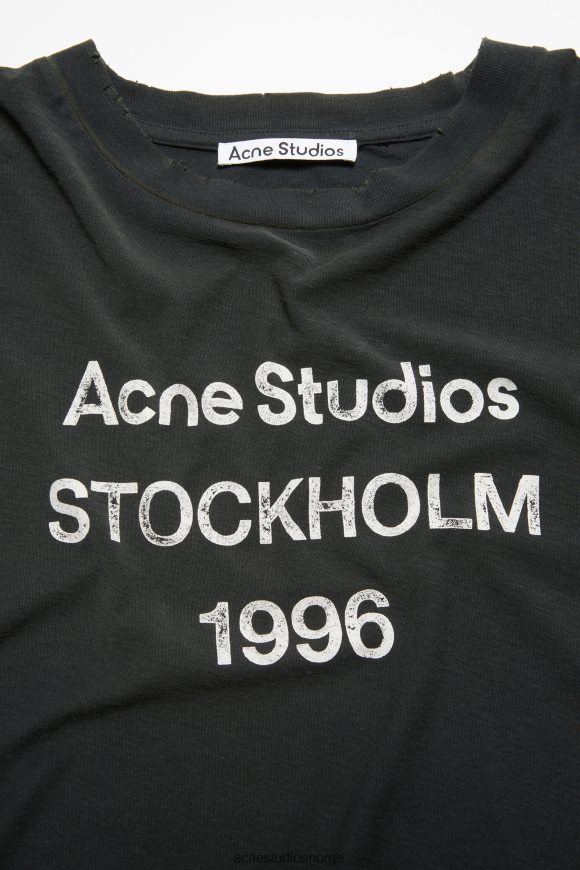 Acne Studios logo t-skjorte - avslappet passform N2PP4F1014 klær bleknet svart
