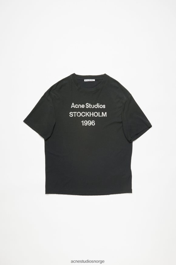 Acne Studios logo t-skjorte - avslappet passform N2PP4F1014 klær bleknet svart