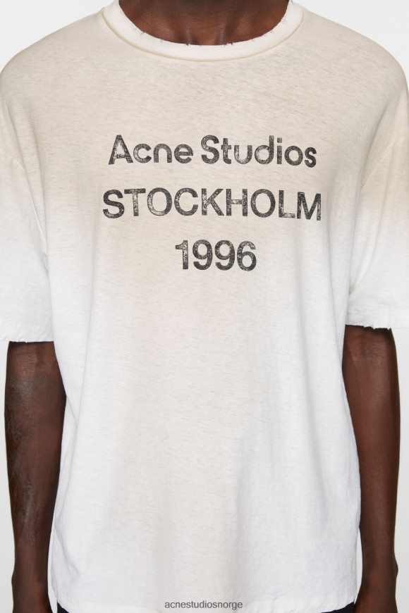 Acne Studios logo t-skjorte - avslappet passform N2PP4F1085 klær støvete hvit