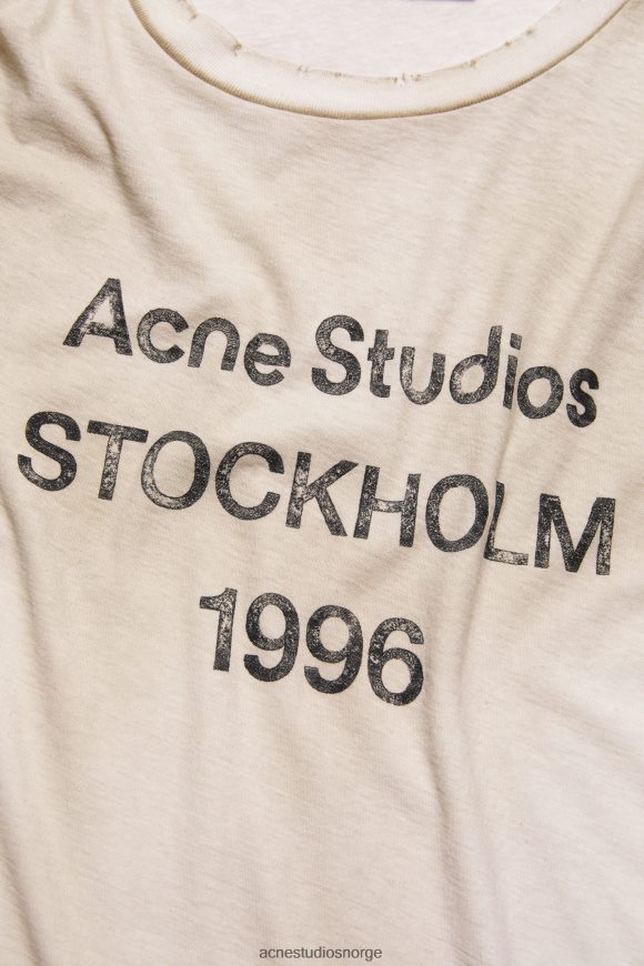 Acne Studios logo t-skjorte - avslappet passform N2PP4F1085 klær støvete hvit