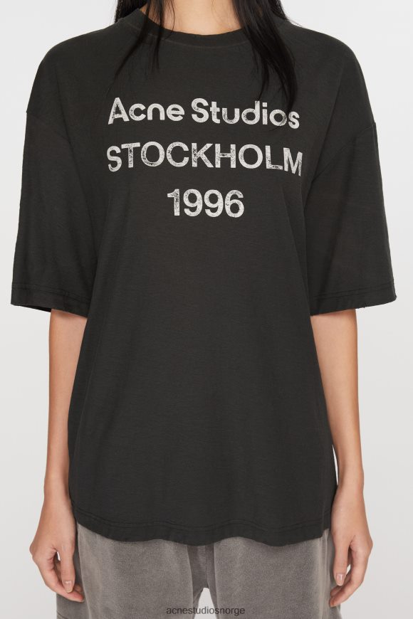 Acne Studios logo t-skjorte - avslappet passform N2PP4F198 klær bleknet svart