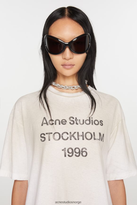 Acne Studios logo t-skjorte - avslappet passform N2PP4F355 klær støvete hvit