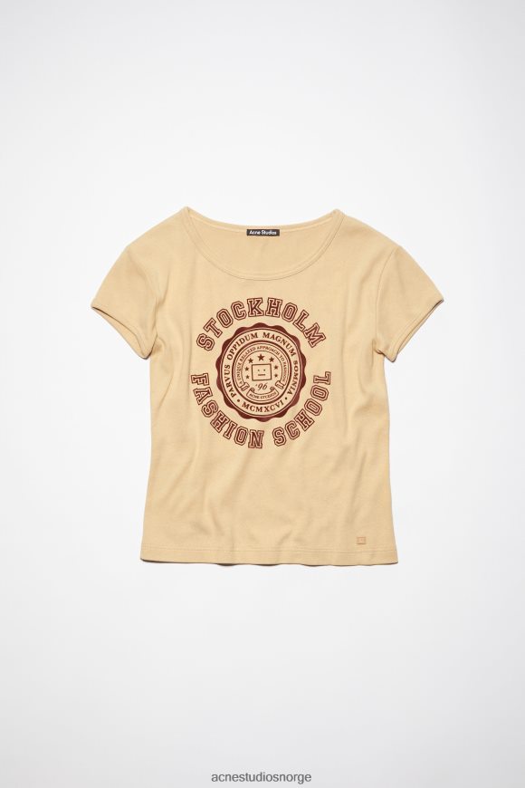 Acne Studios logo t-skjorte - tilpasset passform unisex N2PP4F386 klær kjeks beige