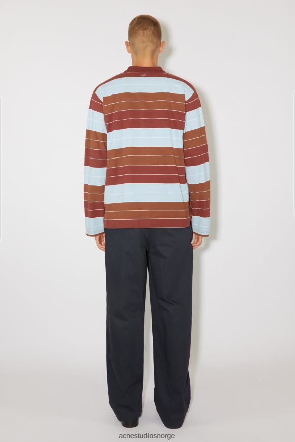 Acne Studios polo langermet t-skjorte - unisex avslappet passform N2PP4F1141 klær dyp rød/støvblå