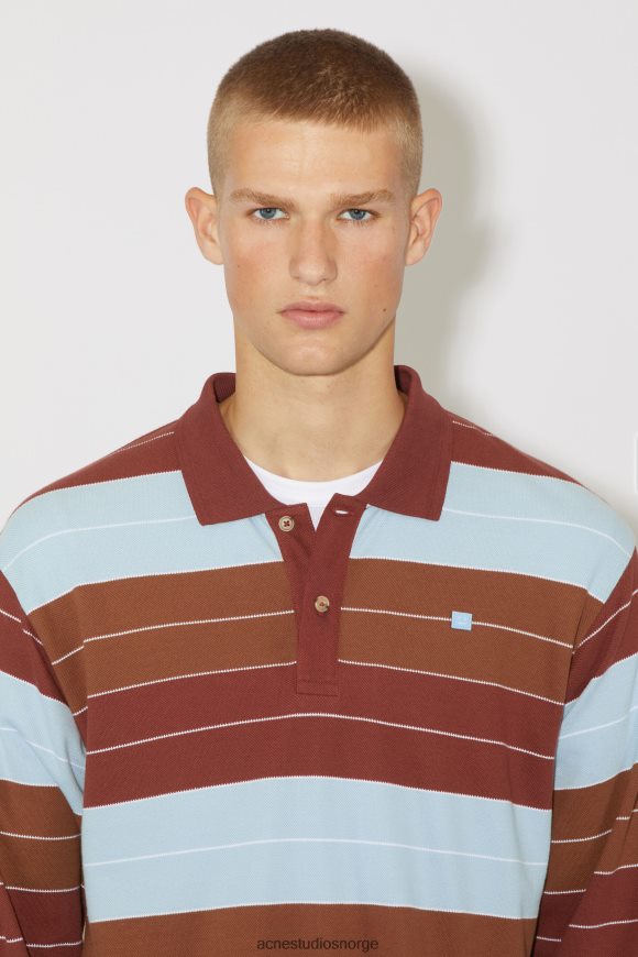 Acne Studios polo langermet t-skjorte - unisex avslappet passform N2PP4F1141 klær dyp rød/støvblå