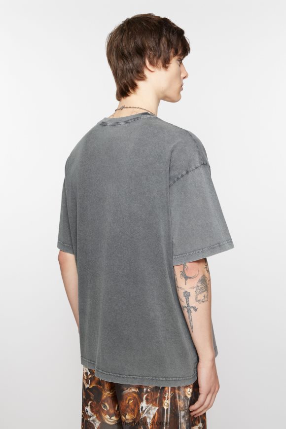 Acne Studios print t-skjorte - avslappet passform N2PP4F1087 klær bleknet svart