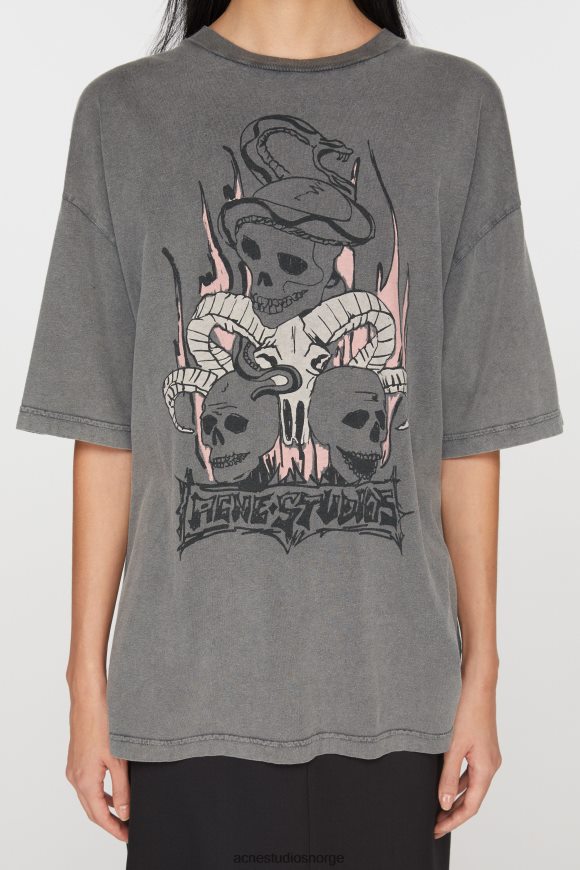 Acne Studios print t-skjorte - avslappet passform N2PP4F358 klær bleknet svart