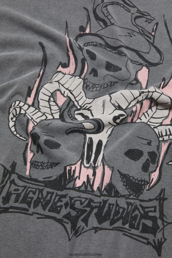 Acne Studios print t-skjorte - avslappet passform N2PP4F358 klær bleknet svart