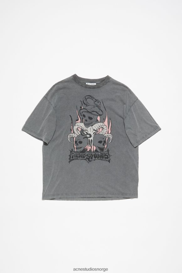 Acne Studios print t-skjorte - avslappet passform N2PP4F358 klær bleknet svart