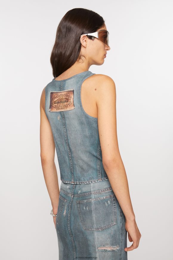 Acne Studios print tank topp N2PP4F363 klær denim blå