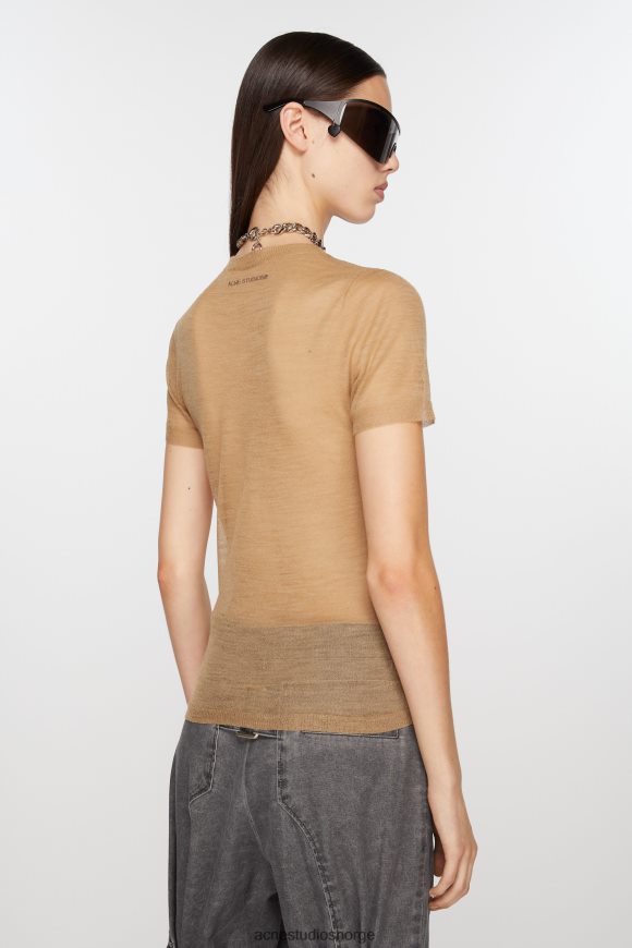 Acne Studios ren strikket t-skjorte N2PP4F64 klær kamel beige