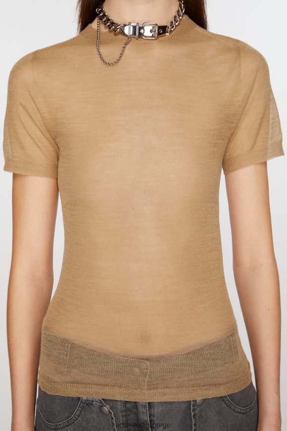 Acne Studios ren strikket t-skjorte N2PP4F64 klær kamel beige