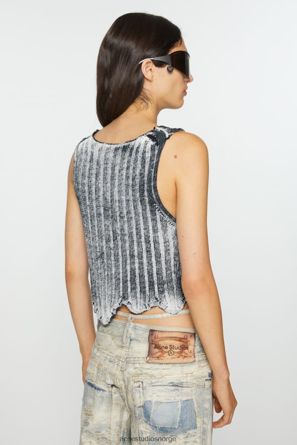 Acne Studios ribbet print tank topp N2PP4F68 klær hvit svart