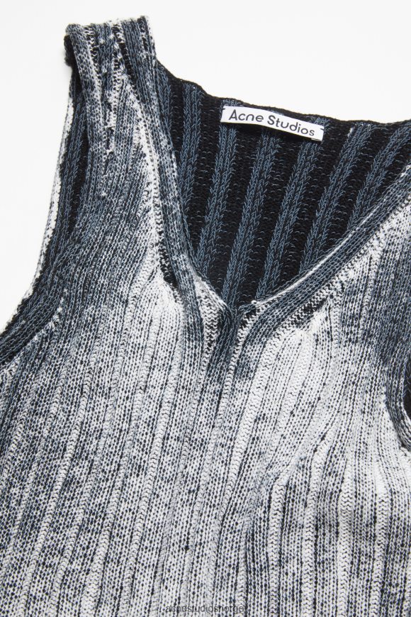Acne Studios ribbet print tank topp N2PP4F68 klær hvit svart