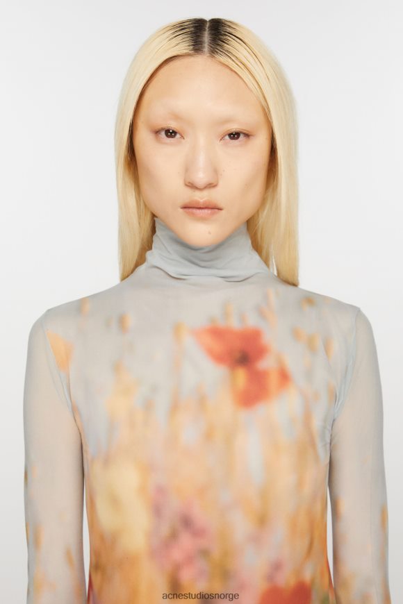 Acne Studios sømløs topp med høy hals N2PP4F371 klær grå/multi