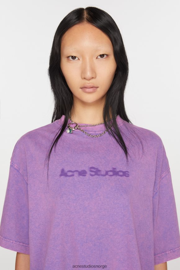 Acne Studios t-skjorte falmet logo - avslappet passform N2PP4F369 klær lys lilla